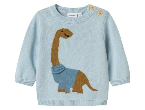 Name It strikbluse celestial blå med dino